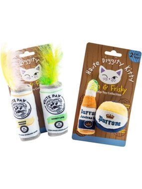 Multi - Kitty WP & Purrrona Beer Bottle & Ball, Soft Plush Cat Toys